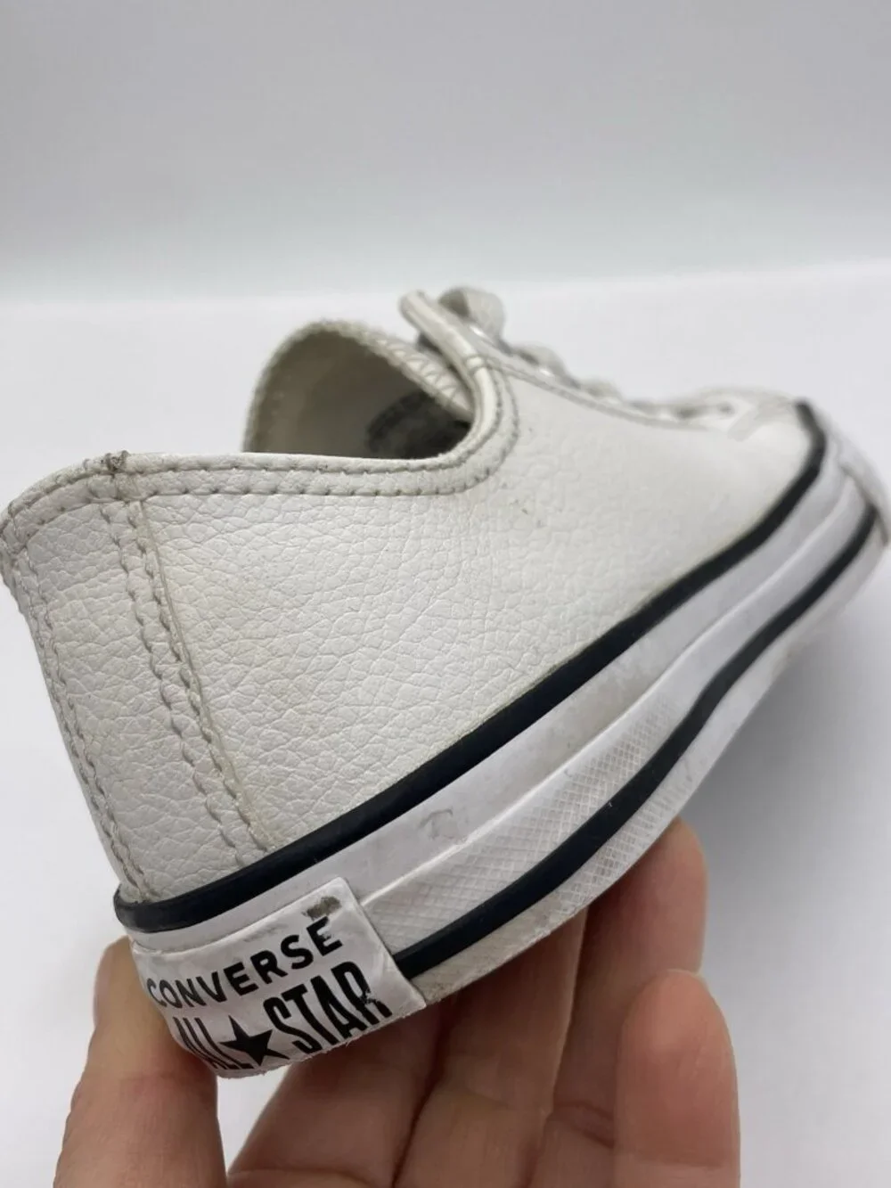 Converse Chuck Taylor All Star OX Low Top White Faux Leather Sneakers Youth 3